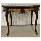 Ornate Wood and Veneer Oval Accent Table