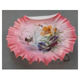 Victorian Pink Cased Glass Decorative Compote