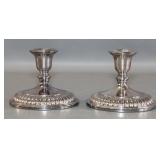 Pair of Birks Regency Plate Low Candlesticks