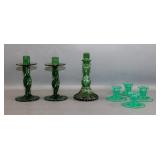 Green Glass Candleholders