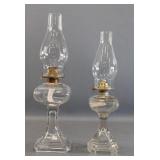 (2) Clear Glass Oil Lamps