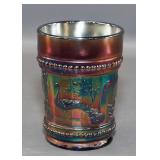 Carnival Glass Tumbler with Raised Animal Motifs