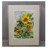 Watercolour of Sunflowers by Allan Pollock