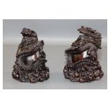 Pair of Chinese Resin Cast Dragon Carvings