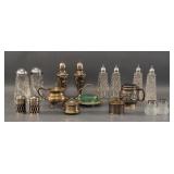 Silverplate and Glass Salt, Pepper, and Mustards