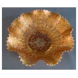 Northwood Marigold Carnival Glass Ruffled Edge Bow