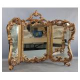 Ornate Giltwood Tri-Fold Mantel Mirror