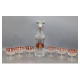 Luminarc France Pressed Glass Decanter & Glasses