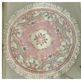 Indian Wool Rug with Pink Ground and Floral Design