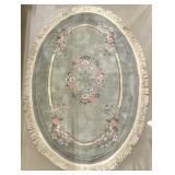 Chinese 'Aubusson' Style Oval Wool Rug