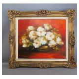 Floral Painting of Canvas in Ornate Gold Frame