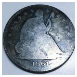 1861-S Seated Liberty Half Dollar Rare Date