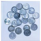 20 Roosevelt Silver Dimes 90% Silver Mixed Dates