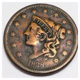 1838 Coronet Head Large Cent High Grade