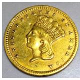 1856 Type 3 Gold Indian Princess Dollar AU/BU