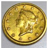 1853 Type 1 Liberty Gold Dollar AU/BU