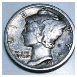 1917-D Mercury Silver Dime High Grade Rare Date