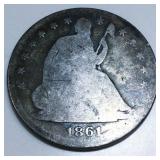 1861-S Seated Liberty Half Dollar Rare Date