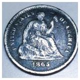 1865-S Seated Liberty Half Dime Rare Date