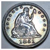 1851 Seated Libety Quarter AU/BU Very Rare Date