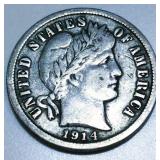 1914-D Barber Dime High Grade