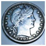 1907 Barber Quarter High Grade