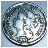 1881 Three Cent Nickel High Grade