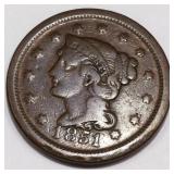 1851 Braided Hair Large Cent High Grade