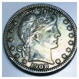 1908-D Barber Quarter High Grade