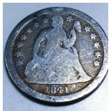 1841 Seated Liberty Dime Rare Date