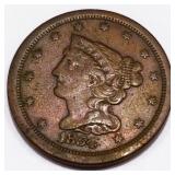 1854 Braided Hair Half Cent High Grade