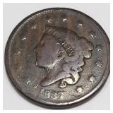1837 Coronet Head Large Cent Rare Date