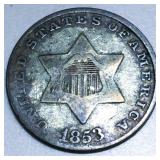 1853 Three Cent Silver