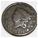 1820 Coronet Head Large Cent Rare Date