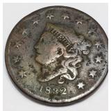 1832 Coronet Head Large Cent Rare Date