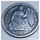 1871 Seated Liberty Half Dime Rare Date