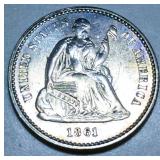 1861 Seated Liberty Half Dime Uncirculated