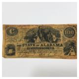 100 Dollars Alabama Confederate Treasury Note