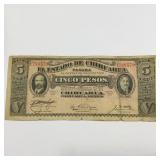 1915 Mexico 5 Pesos Diez EL ESTADO DE CHIHUAHUA
