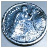 1867-S Seated Liberty Dime Rare Date