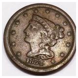 1854 Braided Hair Half Cent High Grade