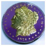 1921 Morgan Silver Dollar Beautifully Enameled