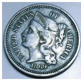 1869 Three Cent Nickel High Grade