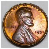 1951 Lincoln Wheat Cent Penny Uncirculated Red