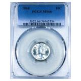 1940 Mercury Silver Dime PCGS MS66