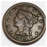 1849 Braided Hair Large Cent High Grade