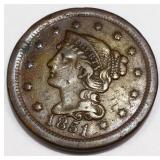 1851 Braided Hair Large Cent High Grade