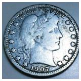 1907-O Barber Quarter High Grade