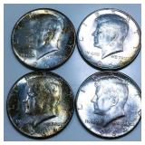 4 1964 Kennedy Half Dollars 90% Silver Gem BU