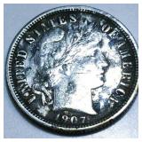 1907-S Barber Dime High Grade Rare Date